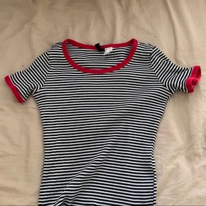 super cute striped H&M shirt with red accent